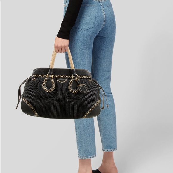 PRADA Paglia & Vitello Daino Frame Bag - Picture 2 of 5